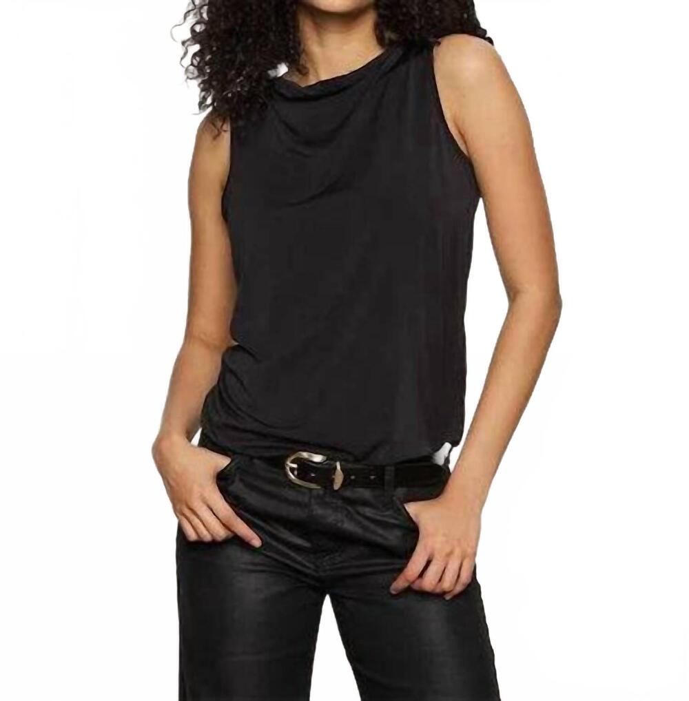 NEW SANCTUARY soft cowl shell sleeveless top in black